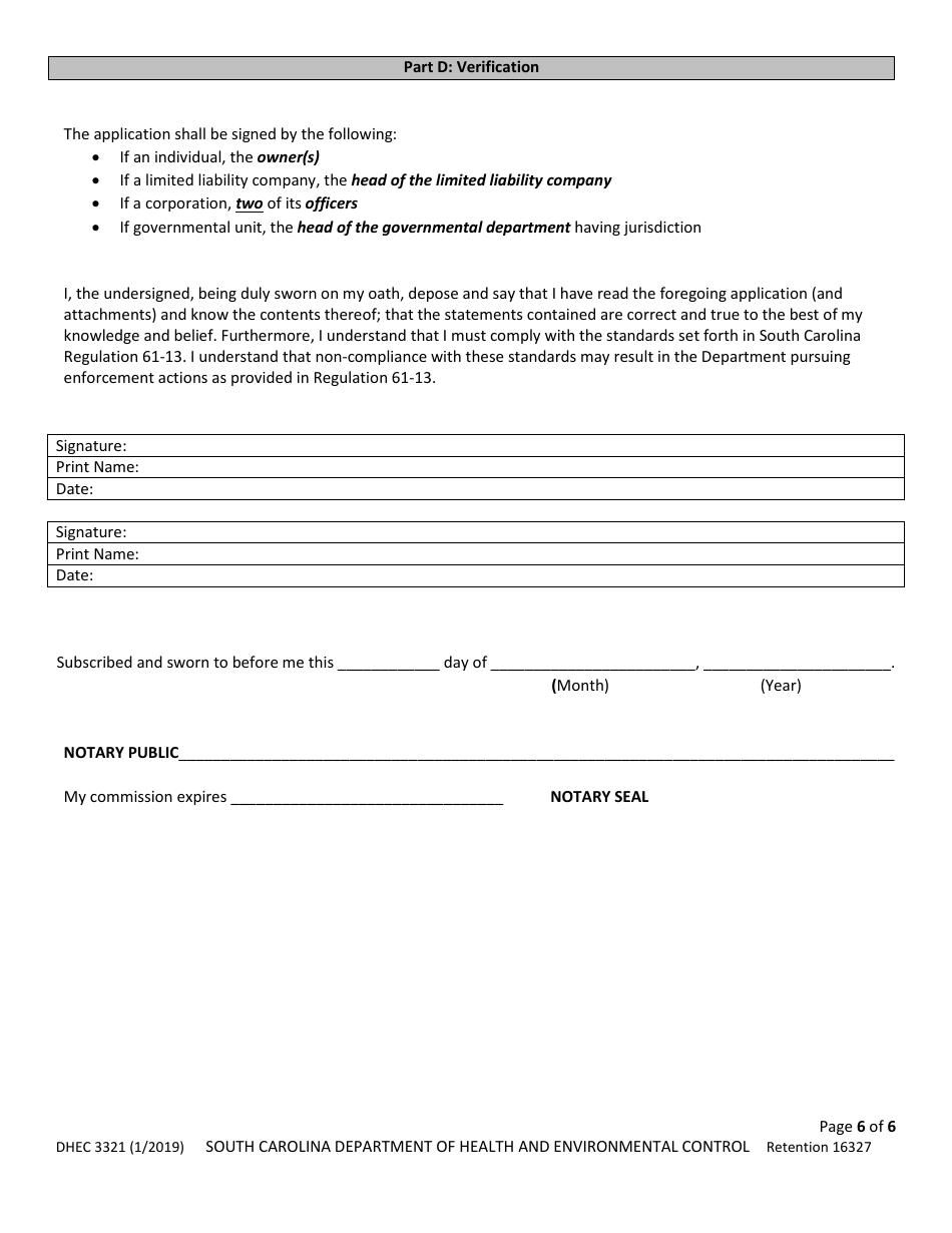 DHEC Form 3321 - Fill Out, Sign Online and Download Fillable PDF, South ...