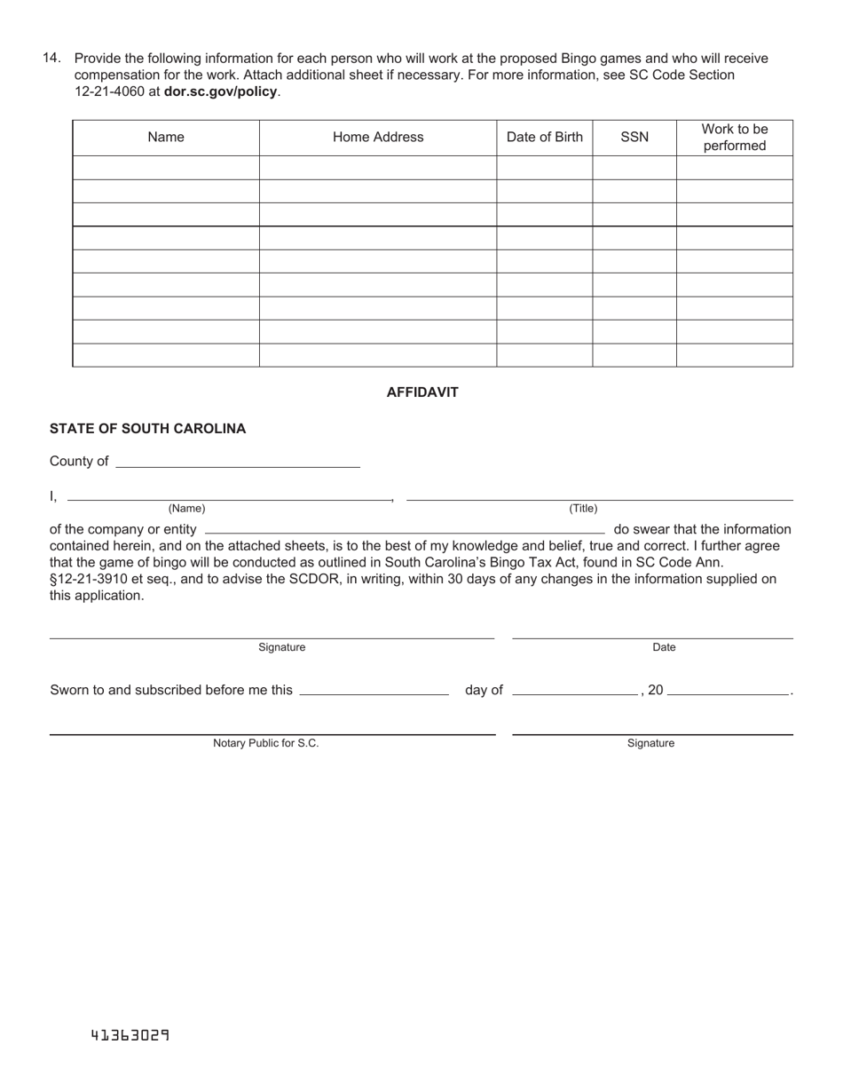 Form L-2057 Application for Bingo Promoters License - South Carolina, Page 4