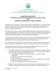 AGR Form 300-3075 Agreement Between Washington State Department of Agriculture and Reserve Veterinary Corps Member - Washington
