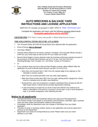 Document preview: Auto Wrecking & Salvage Yard License Application - Rhode Island