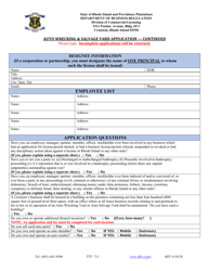 Auto Wrecking &amp; Salvage Yard License Application - Rhode Island, Page 3