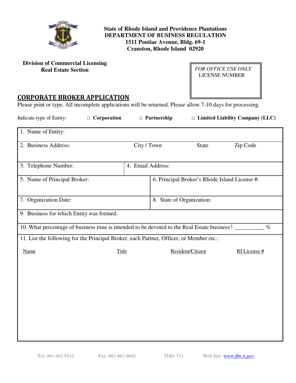 Corporate Broker Application - Rhode Island, Page 3