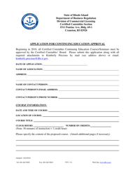 Document preview: Application for Continuing Education Approval - Rhode Island