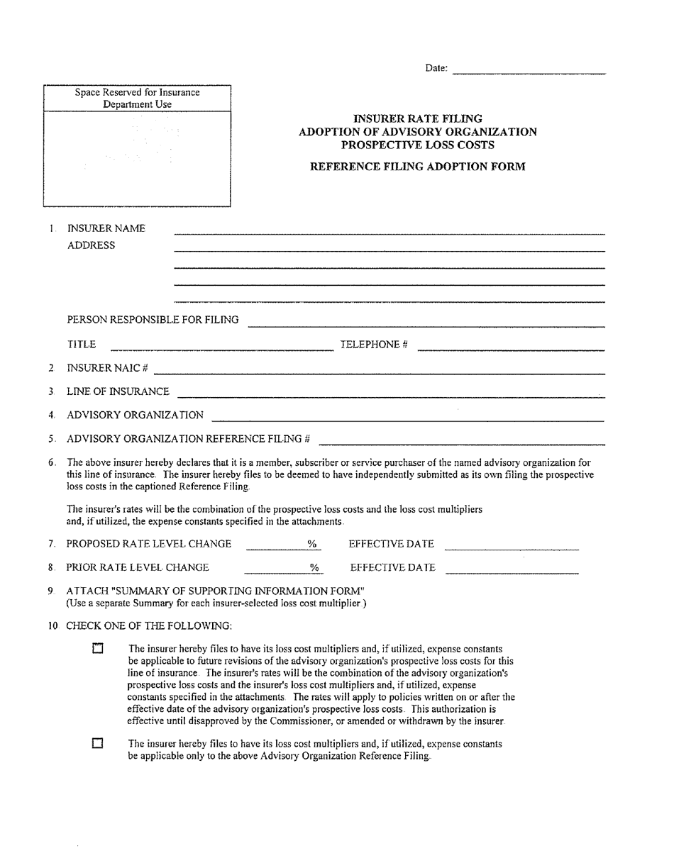 Reference Filing Adoption Form - Rhode Island, Page 1