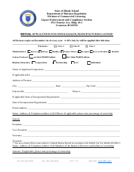 Initial Application for Wholesaler/Manufacturer License - Rhode Island, Page 3