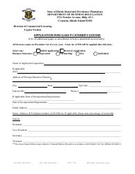 Document preview: Application for Class P Caterer's License - Rhode Island