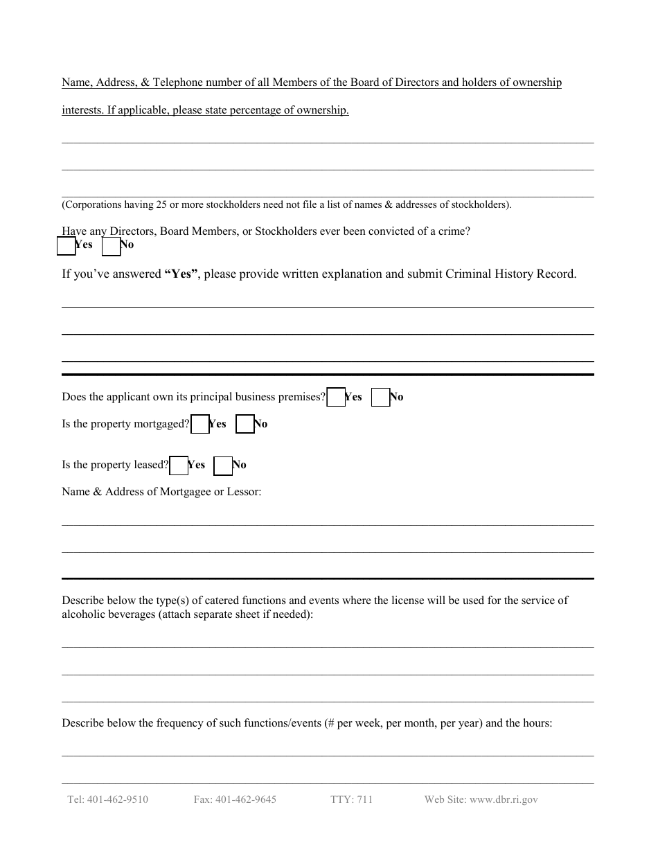 Rhode Island Application for Class P Caterer's License - Fill Out, Sign ...