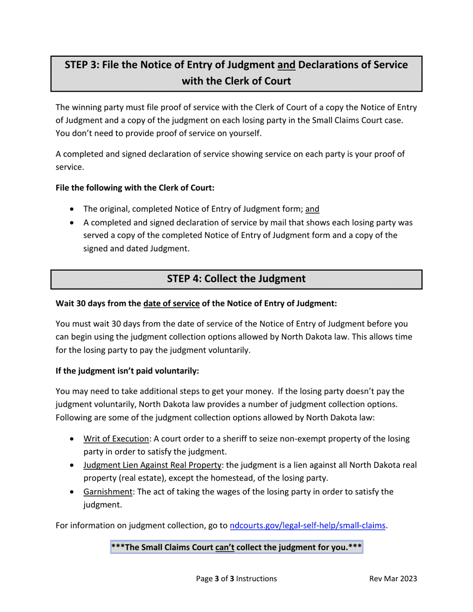 Form 10 Notice of Entry of Judgment - North Dakota, Page 5