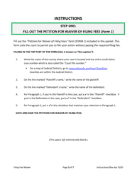 Instructions and Forms for Petition for Waiver of Fees for Civil Cases and Small Claims Court Cases Only - North Dakota, Page 3