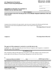 Document preview: Form BOEM-0150 Assignment of Record Title Interest in Federal Ocs Oil and Gas Lease