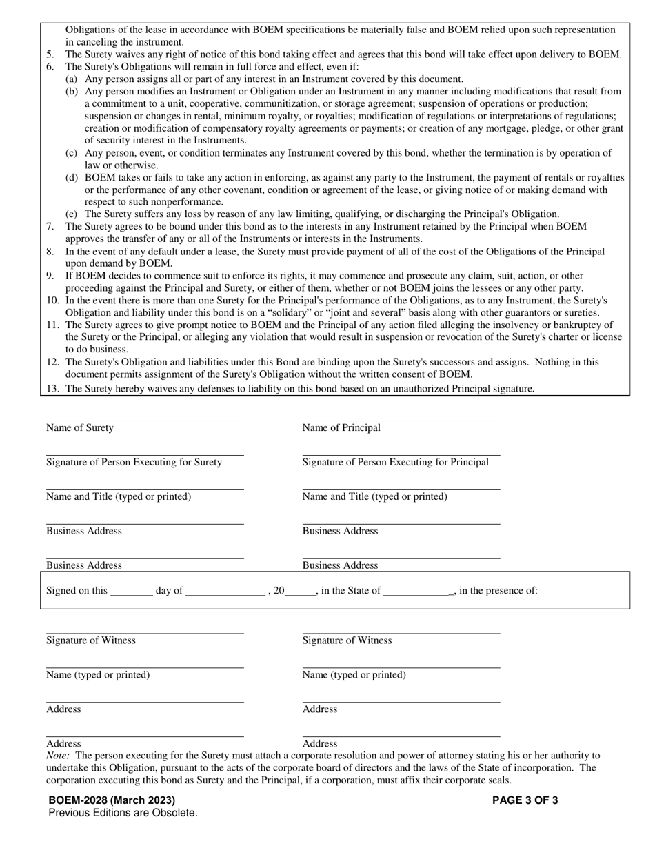 Form BOEM-2028 Download Fillable PDF or Fill Online Outer Continental ...