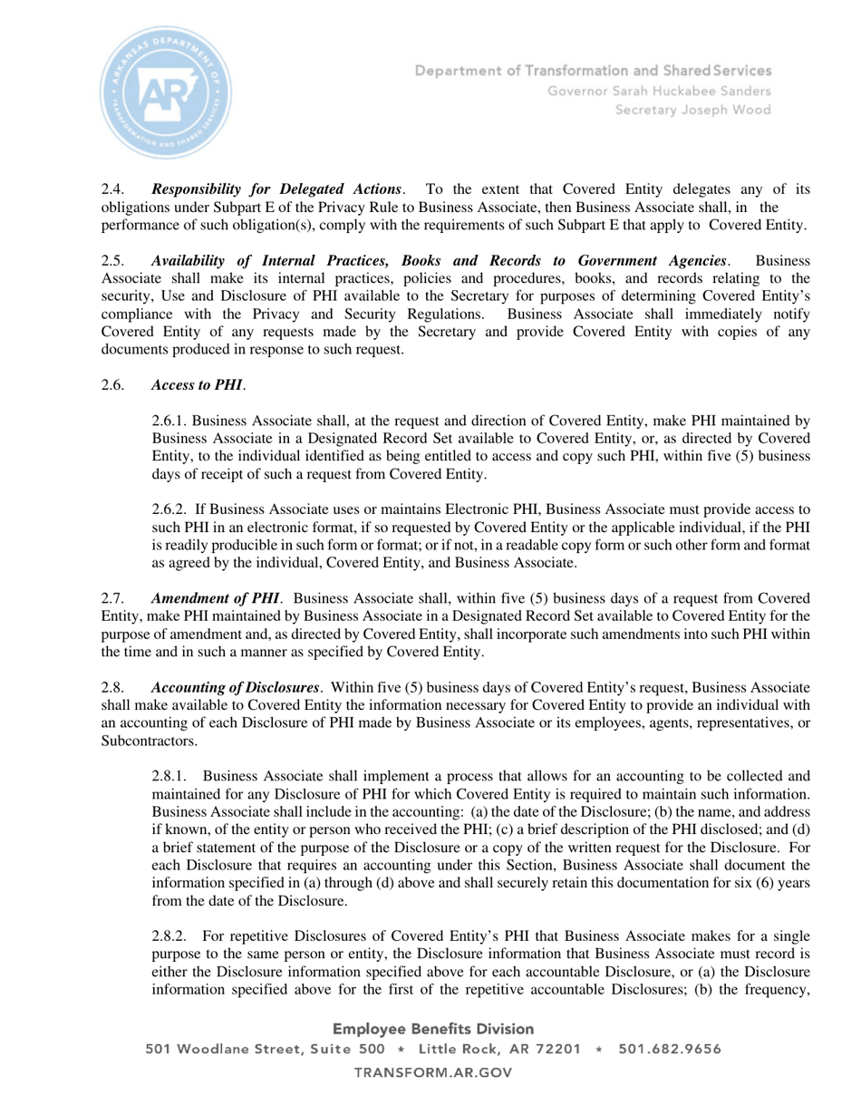 Business Associate Agreement - Arkansas, Page 4
