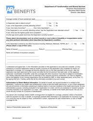 Application for Continuation of Insurance Due to Incapacity - Arkansas, Page 2