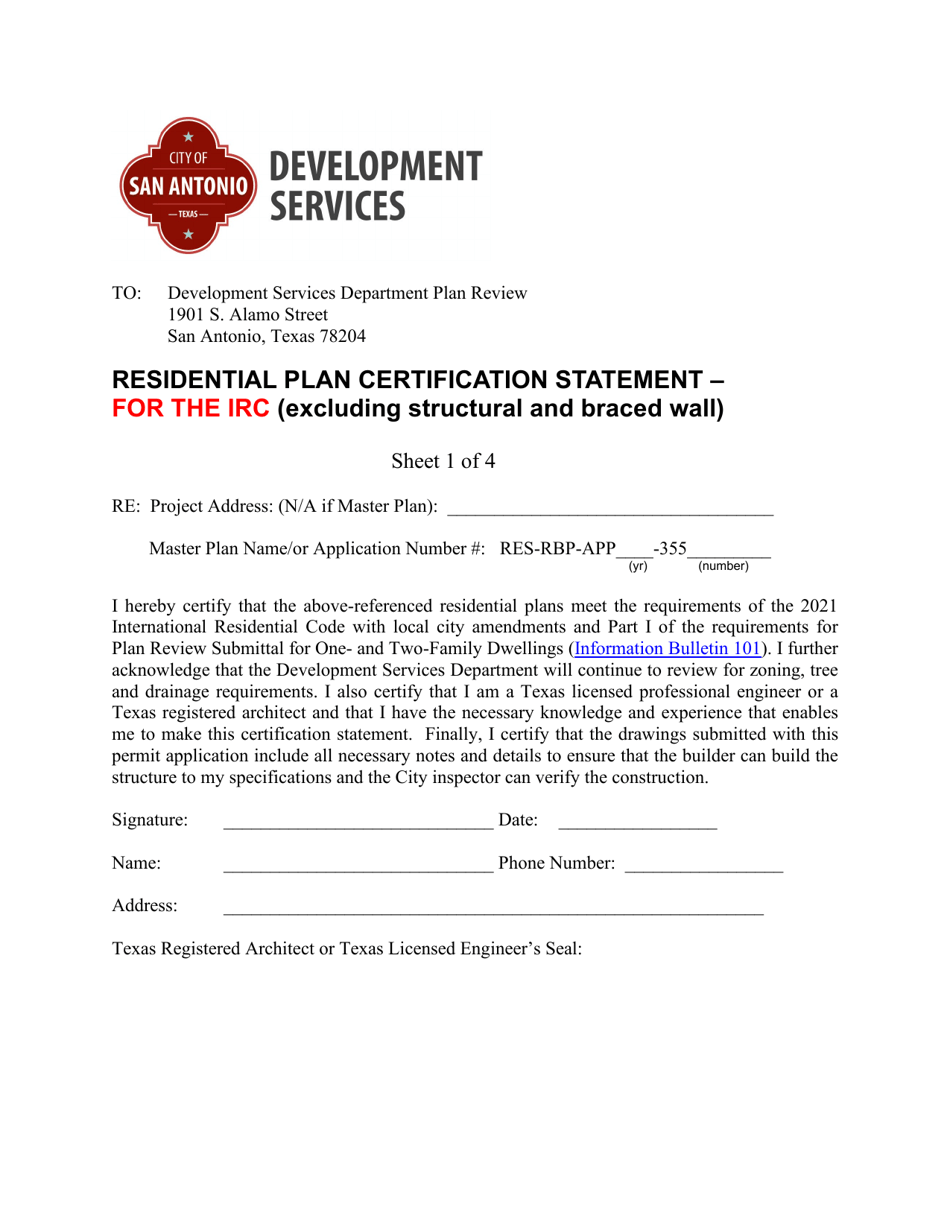 Review Certification of One / Two Family Dwelling - City of San Antonio, Texas, Page 4