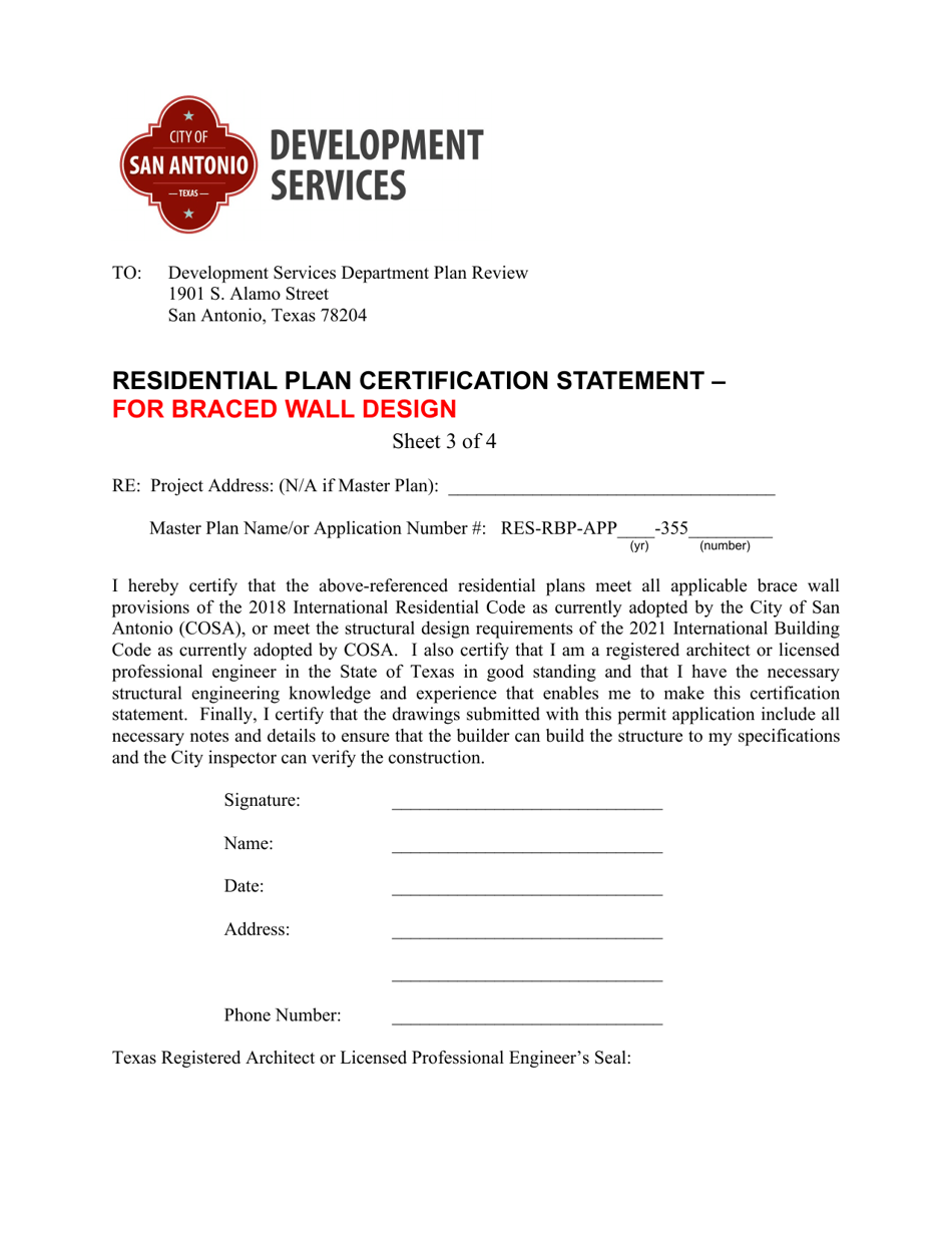 Review Certification of One / Two Family Dwelling - City of San Antonio, Texas, Page 6