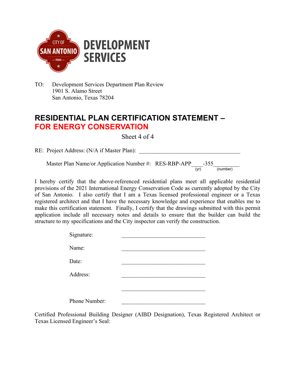 Review Certification of One / Two Family Dwelling - City of San Antonio, Texas, Page 7