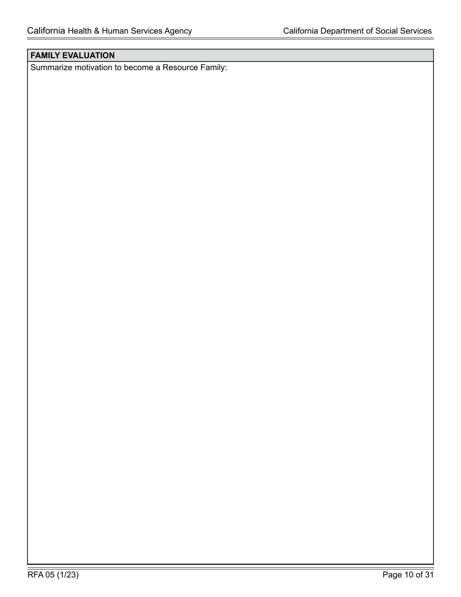 Form RFA05 Resource Family Approval - Written Report - California, Page 10