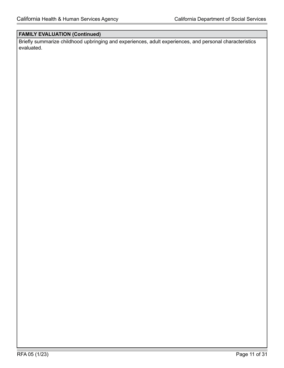 Form RFA05 Resource Family Approval - Written Report - California, Page 11