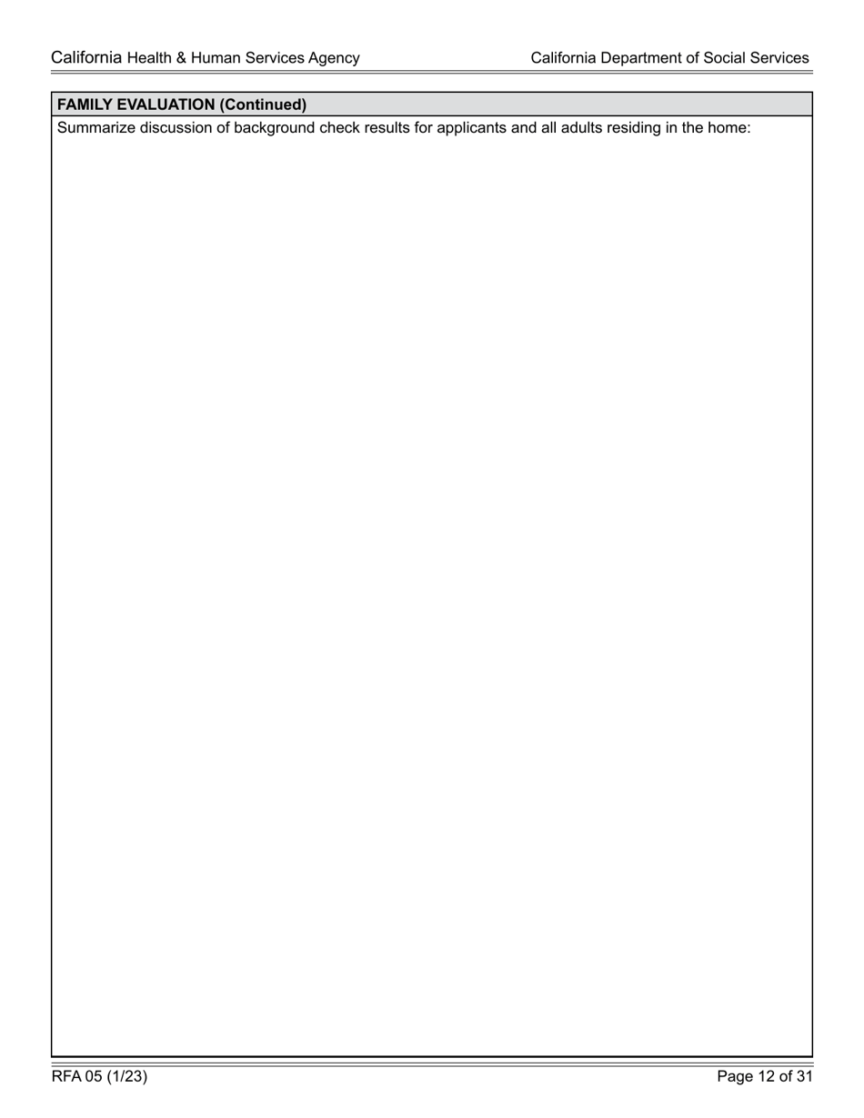 Form RFA05 Resource Family Approval - Written Report - California, Page 12