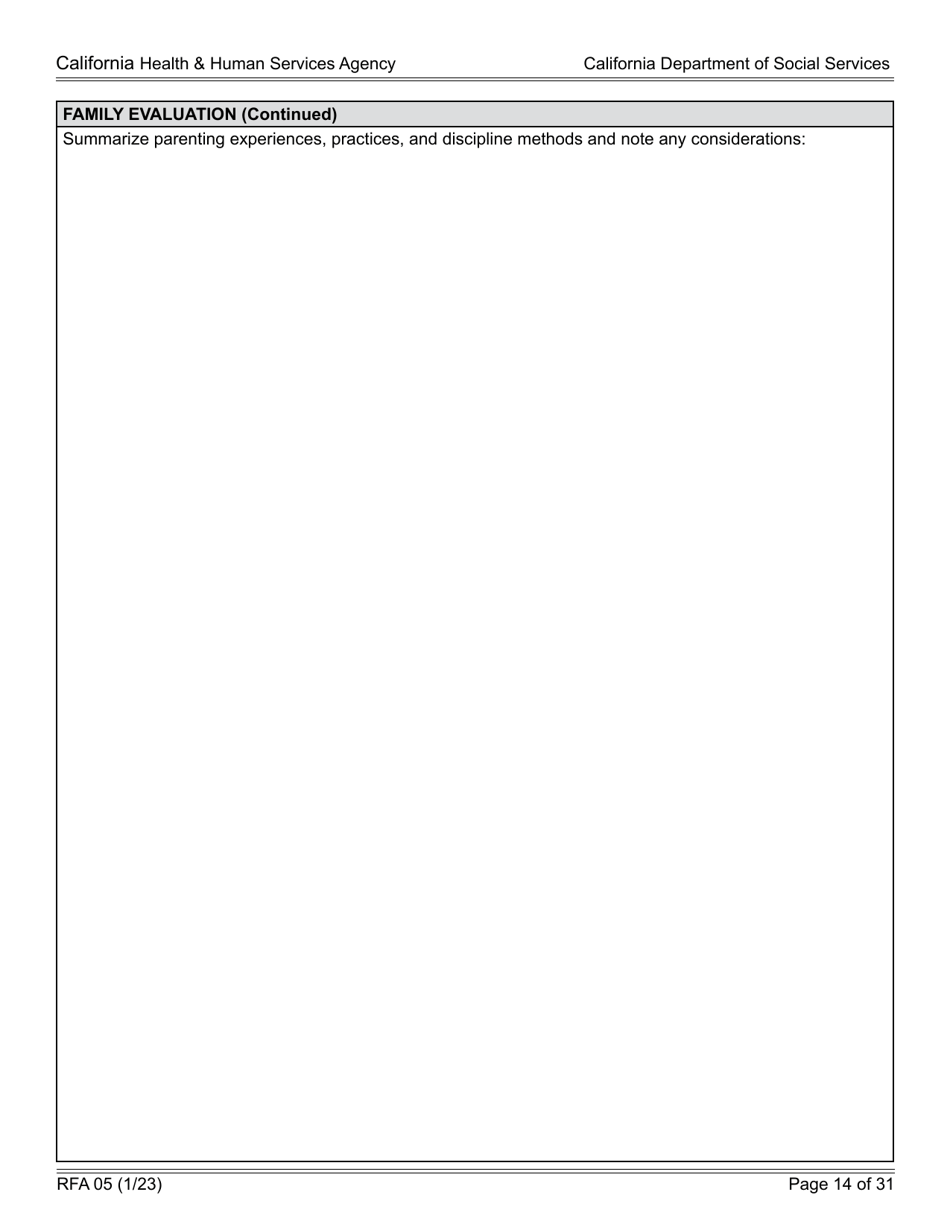 Form RFA05 Resource Family Approval - Written Report - California, Page 14