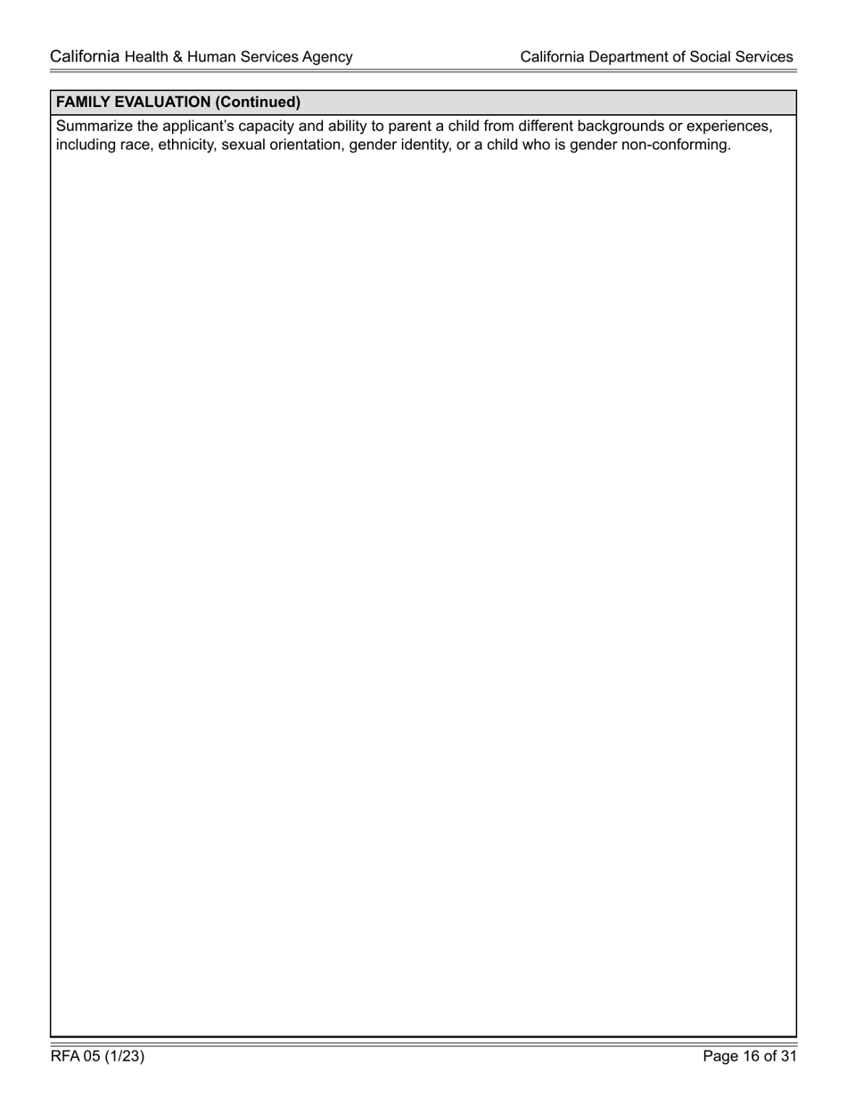 Form RFA05 Resource Family Approval - Written Report - California, Page 16