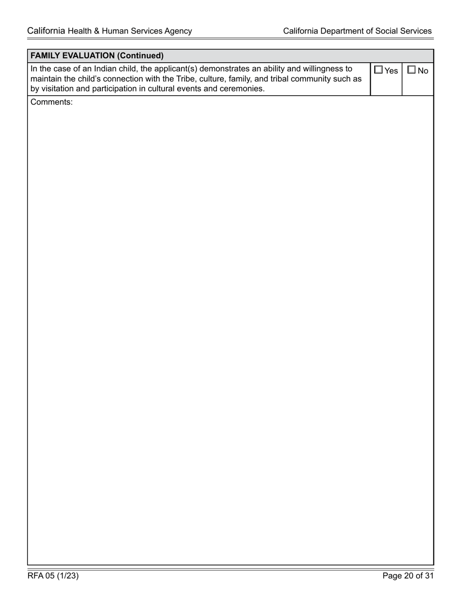 Form RFA05 Resource Family Approval - Written Report - California, Page 20