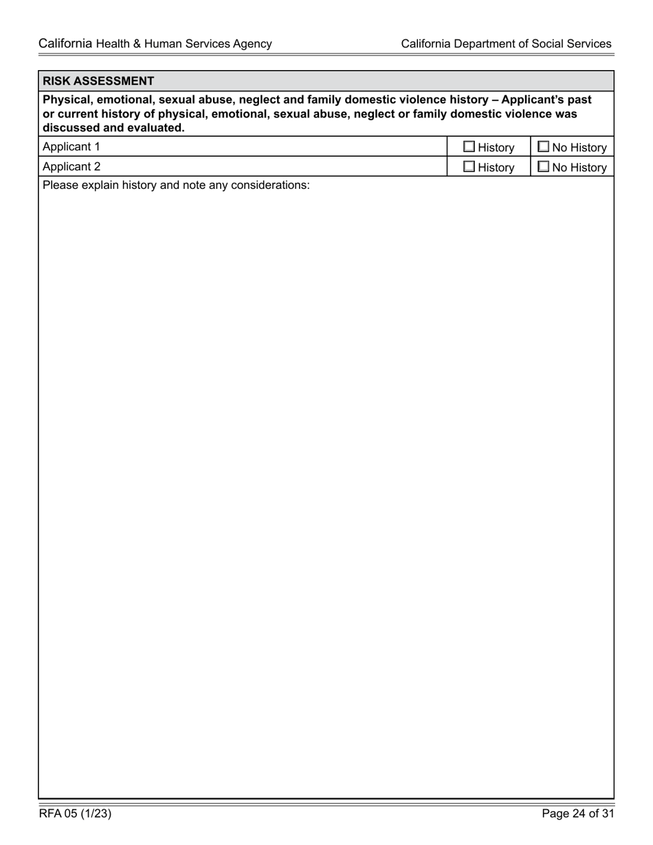 Form RFA05 Resource Family Approval - Written Report - California, Page 24