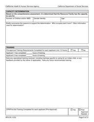 Form RFA05 Resource Family Approval - Written Report - California, Page 9