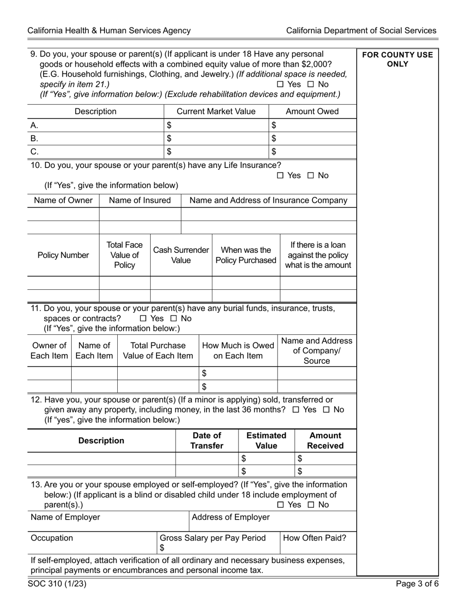 Form SOC310 Statement of Facts for in-Home Supportive Services - California, Page 3
