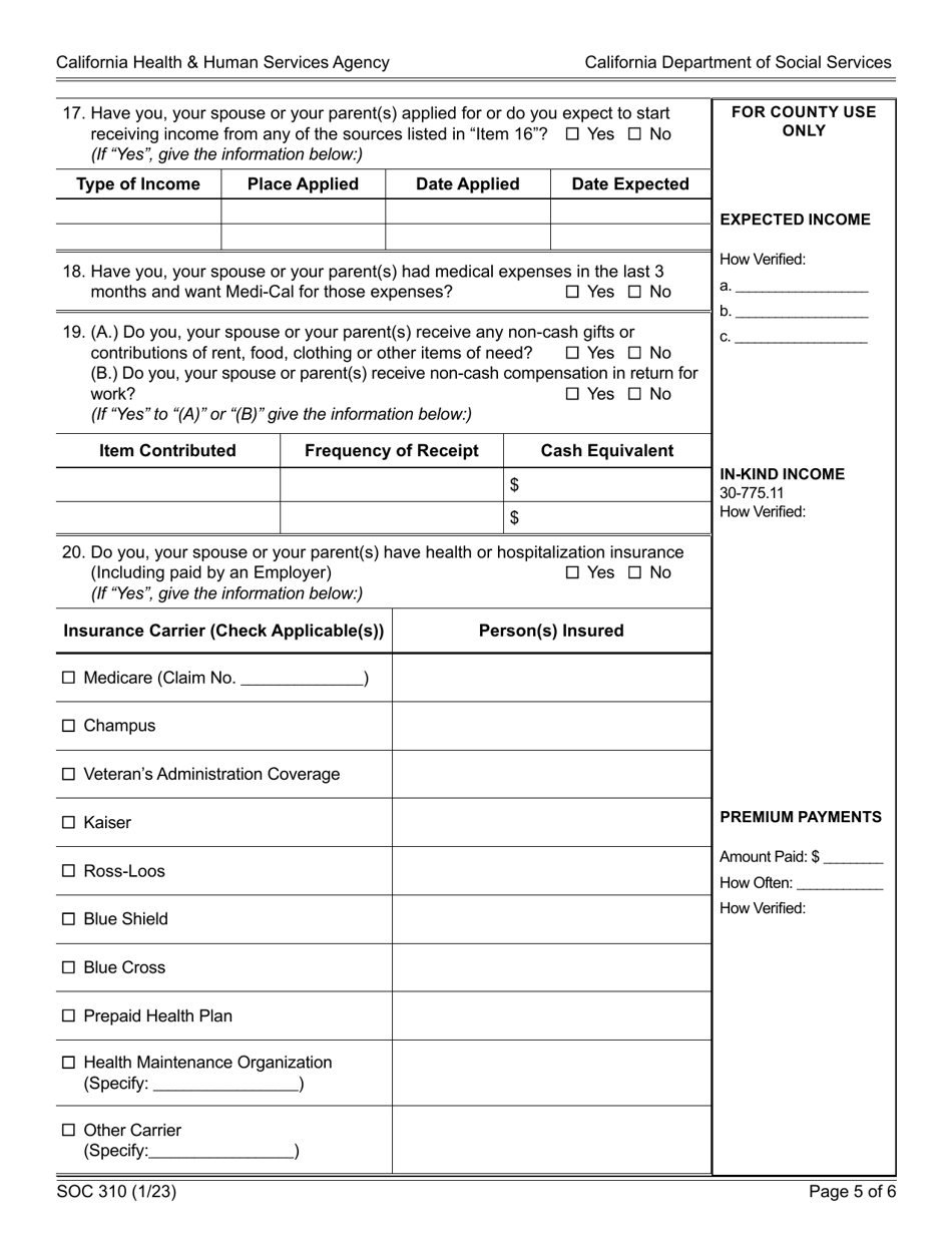 Form SOC310 Statement of Facts for in-Home Supportive Services - California, Page 5