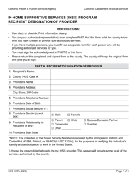 Form SOC426A In-home Supportive Services (Ihss) Program Recipient Designation of Provider - California