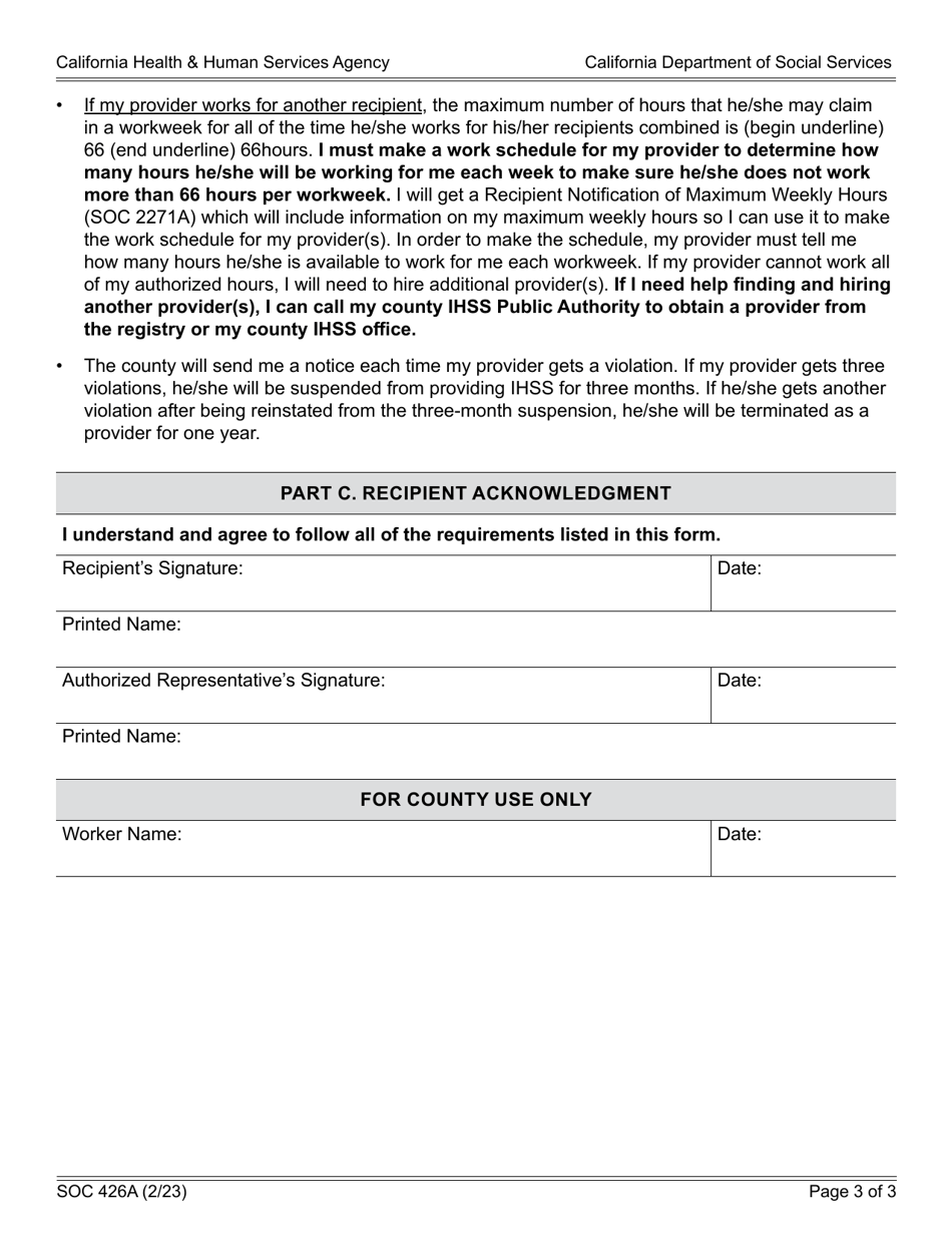 Form Soc426a Download Fillable Pdf Or Fill Online In Home Supportive Services Ihss Program 0028