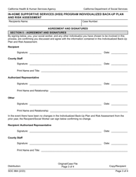 Form SOC864 In-home Supportive Services (Ihss) Program Individualized Back-Up Plan and Risk Assessment - California, Page 3