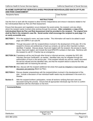 Form SOC864 In-home Supportive Services (Ihss) Program Individualized Back-Up Plan and Risk Assessment - California, Page 4