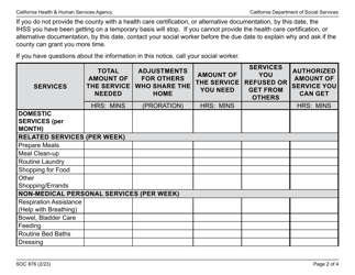 Form SOC876 In-home Supportive Services (Ihss) Program Notice of Provisional Approval Health Care Certification Exception Granted - California, Page 2
