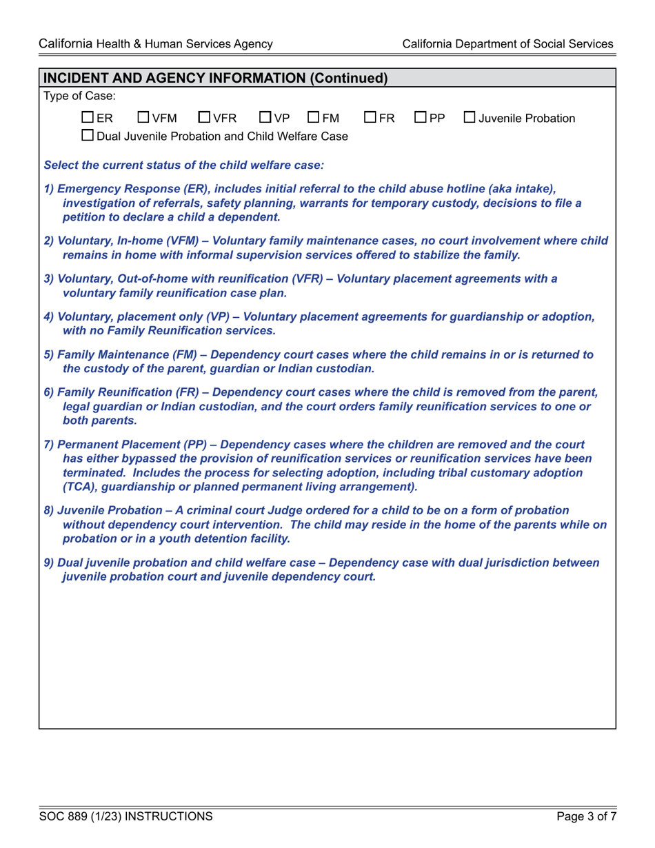 Form SOC889 Icwa Hotline Disclosure Report: Instruction Sheet - California, Page 3