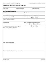 Form SOC889 Icwa Hotline Disclosure Report: Instruction Sheet - California, Page 5