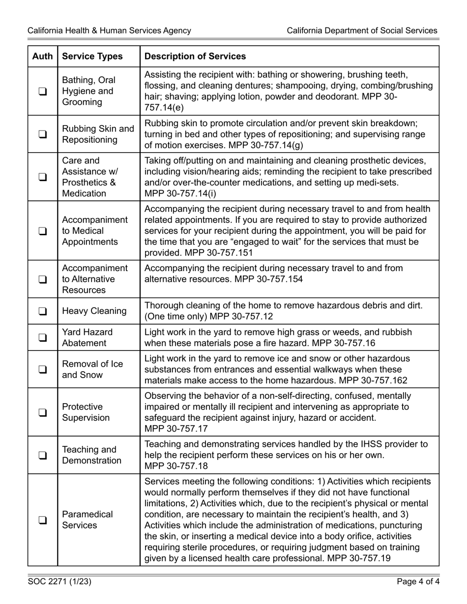 Form SOC2271 Download Fillable PDF or Fill Online Inhome Supportive