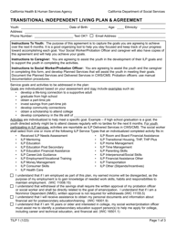 Document preview: Form TILP1 Transitional Independent Living Plan & Agreement - California