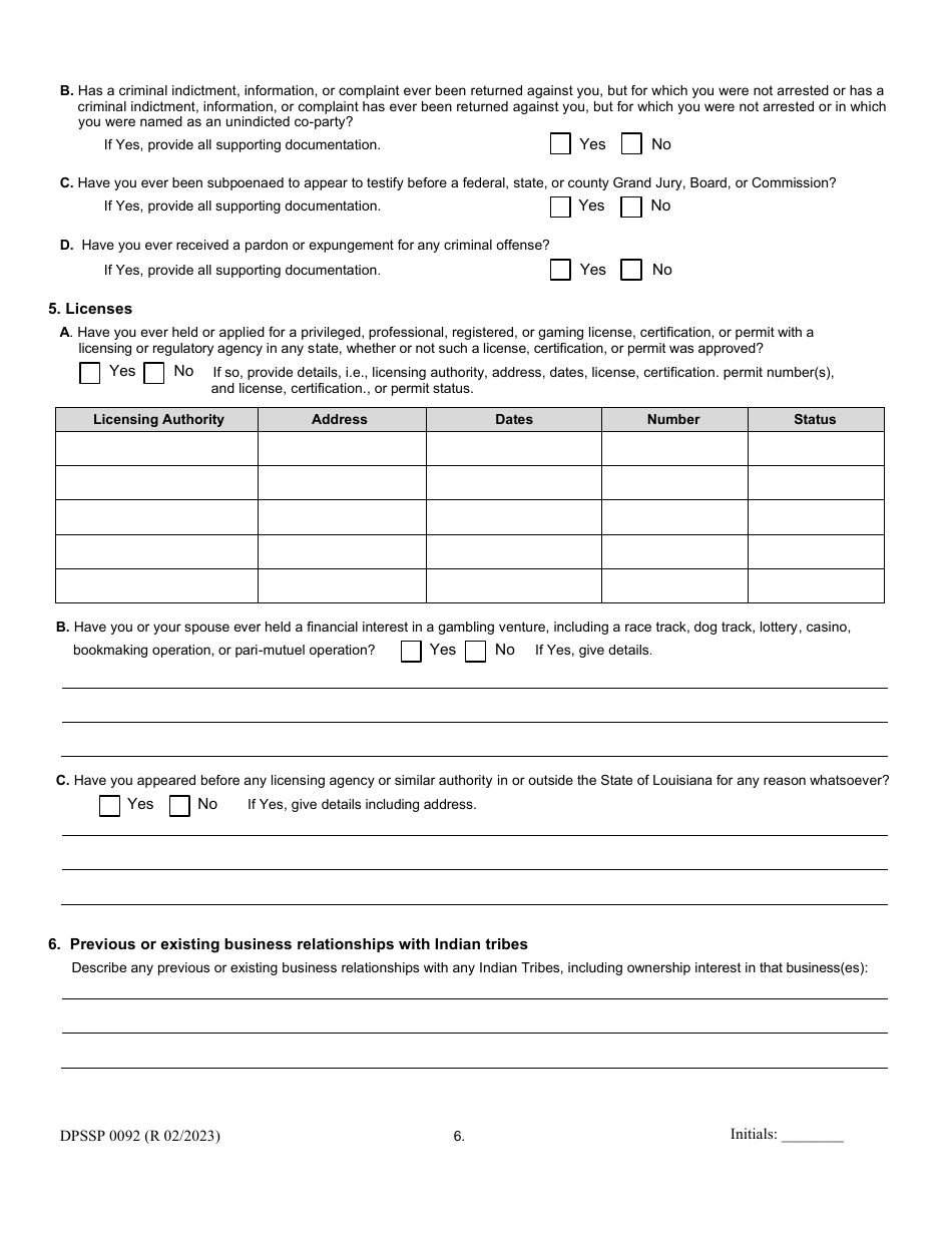 Form DPSSP0092 Gaming Employee Certification Application - Louisiana, Page 10