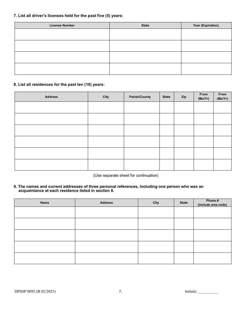 Form DPSSP0092 Gaming Employee Certification Application - Louisiana, Page 11