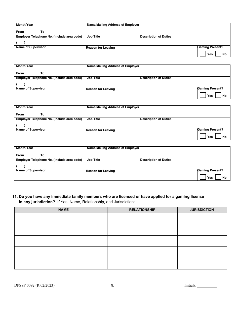 Form DPSSP0092 Gaming Employee Certification Application - Louisiana, Page 13