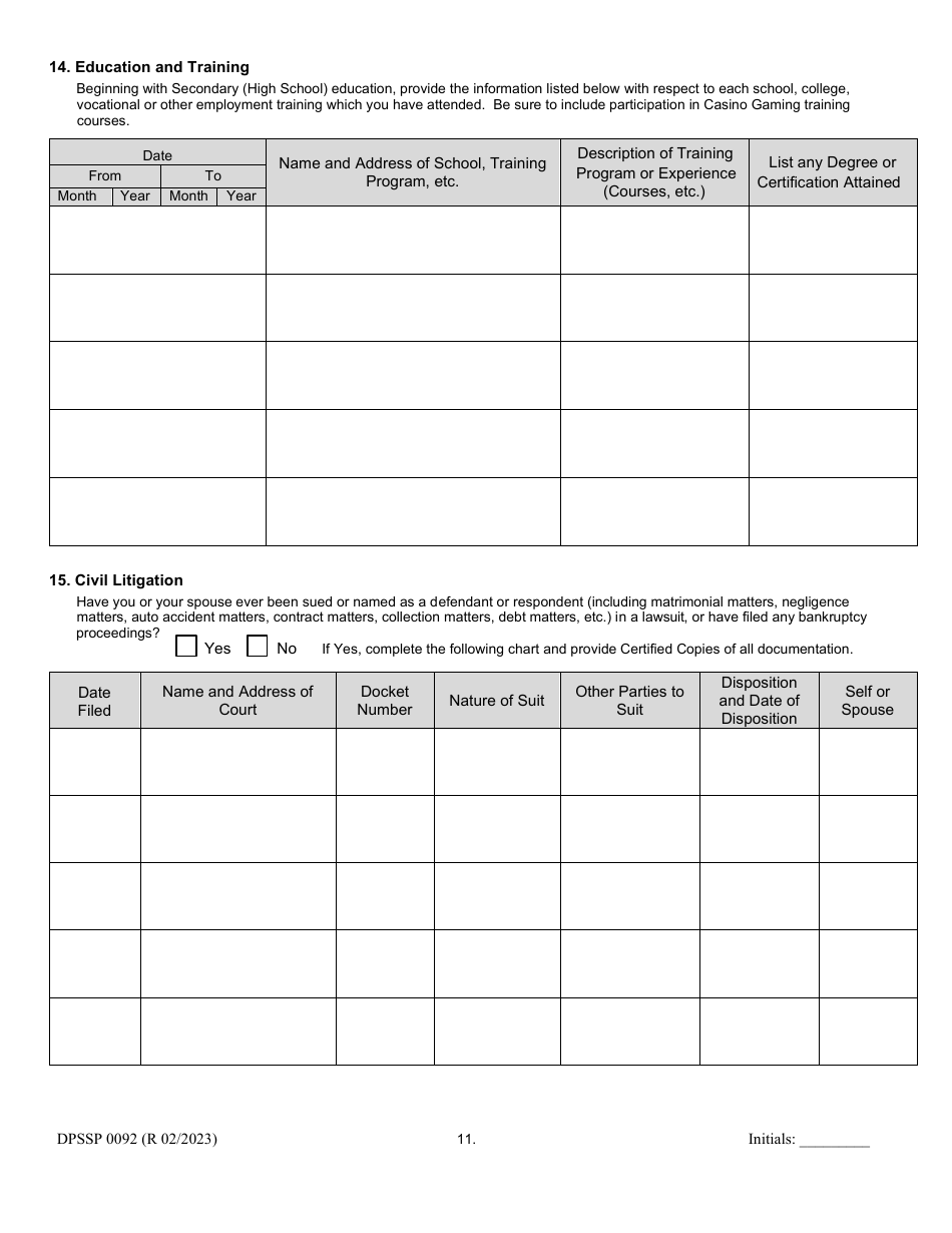 Form DPSSP0092 Gaming Employee Certification Application - Louisiana, Page 15