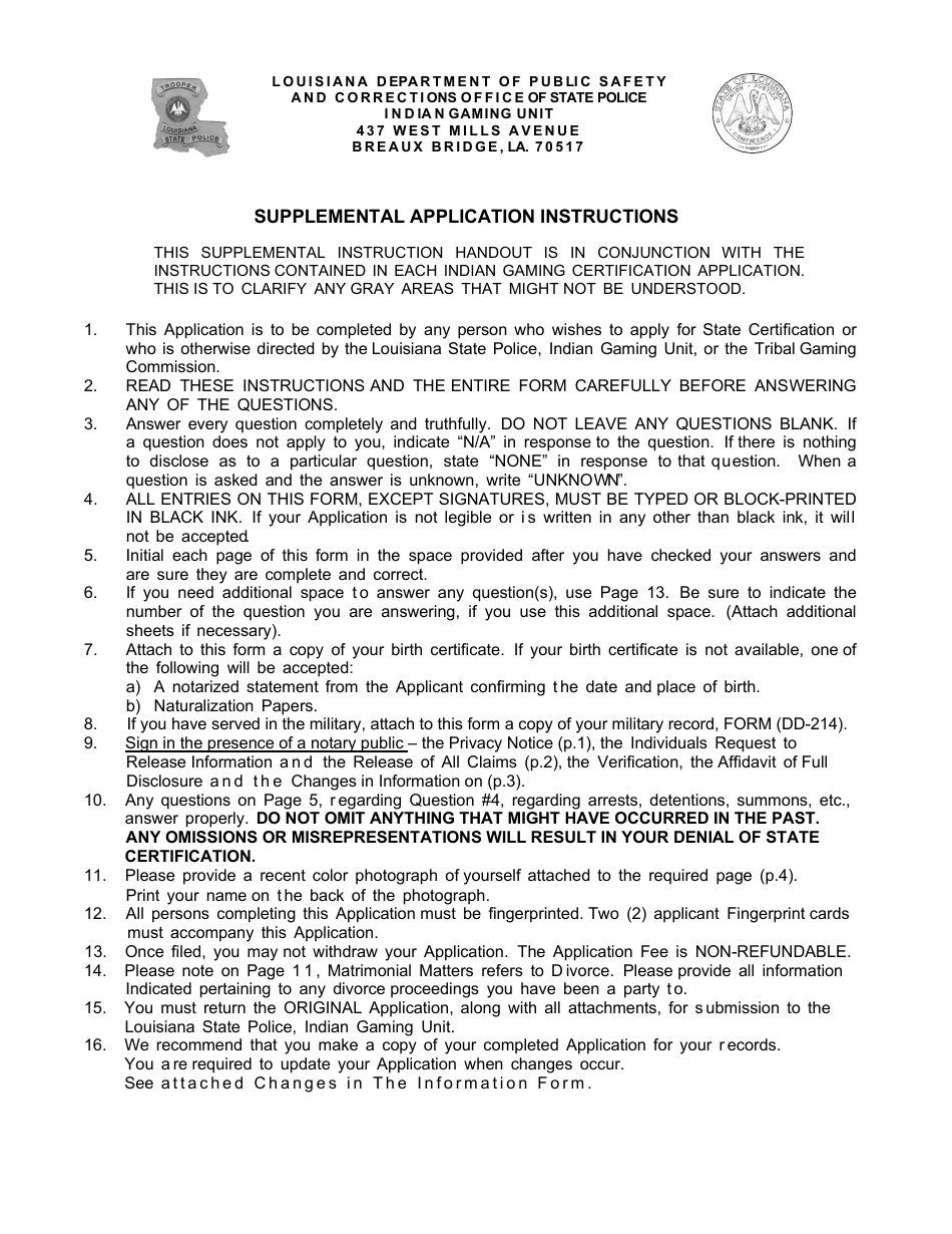 Form DPSSP0092 Gaming Employee Certification Application - Louisiana, Page 3