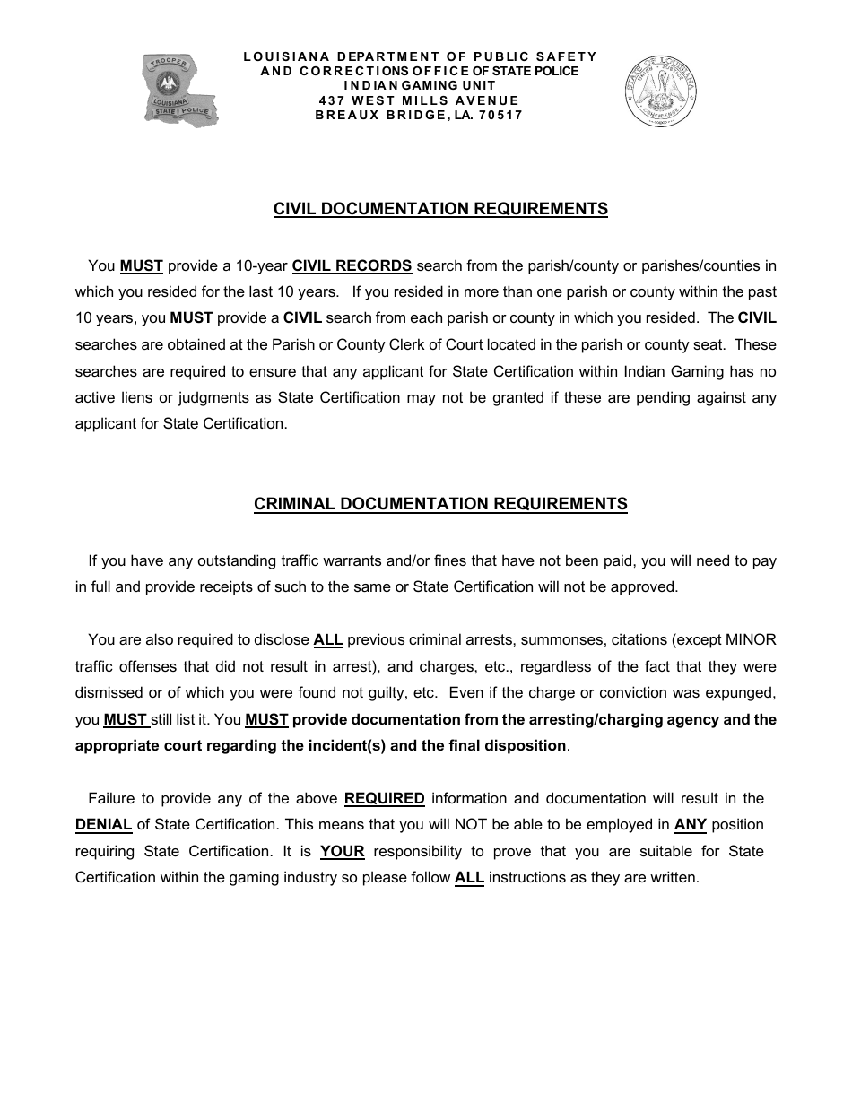 Form DPSSP0092 Gaming Employee Certification Application - Louisiana, Page 4