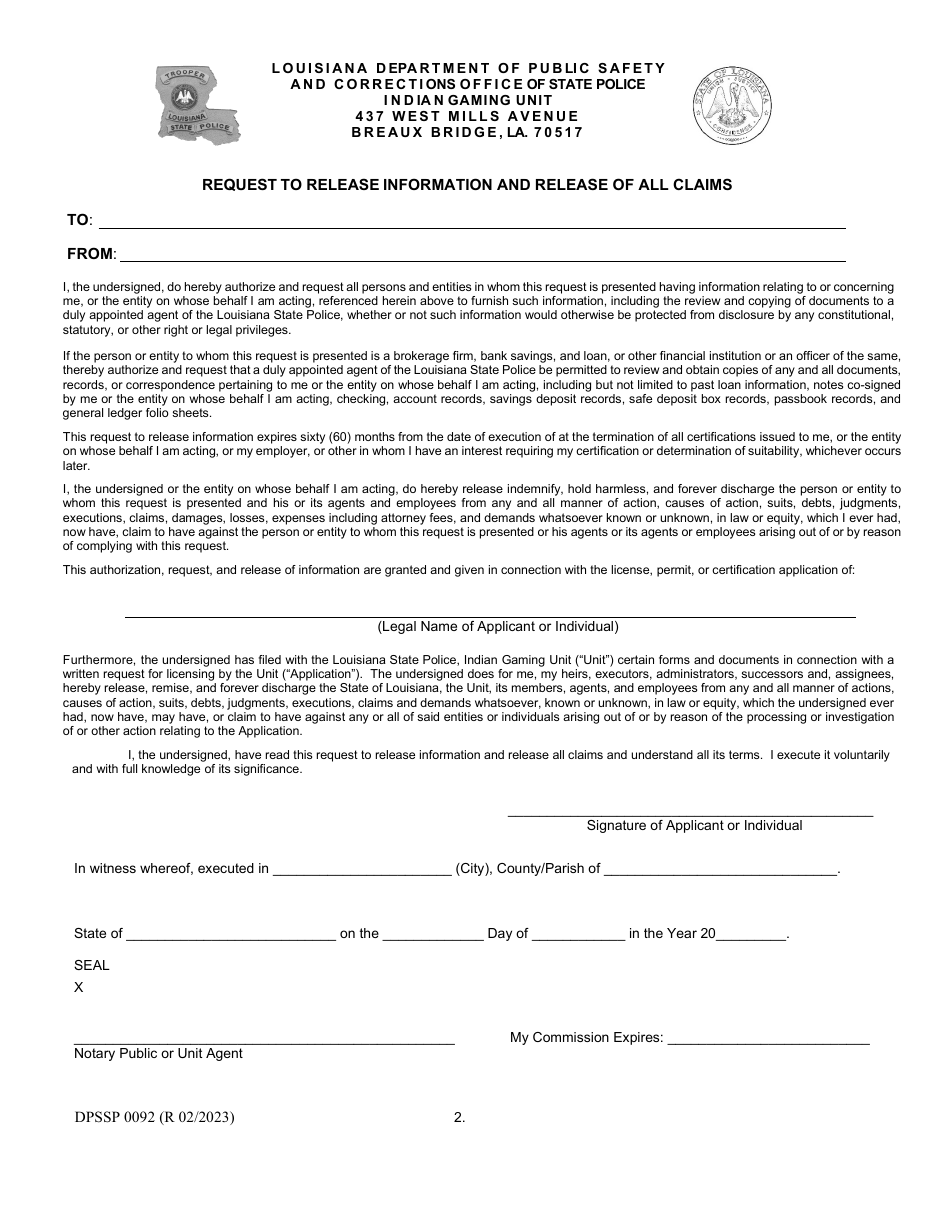 Form DPSSP0092 Gaming Employee Certification Application - Louisiana, Page 6