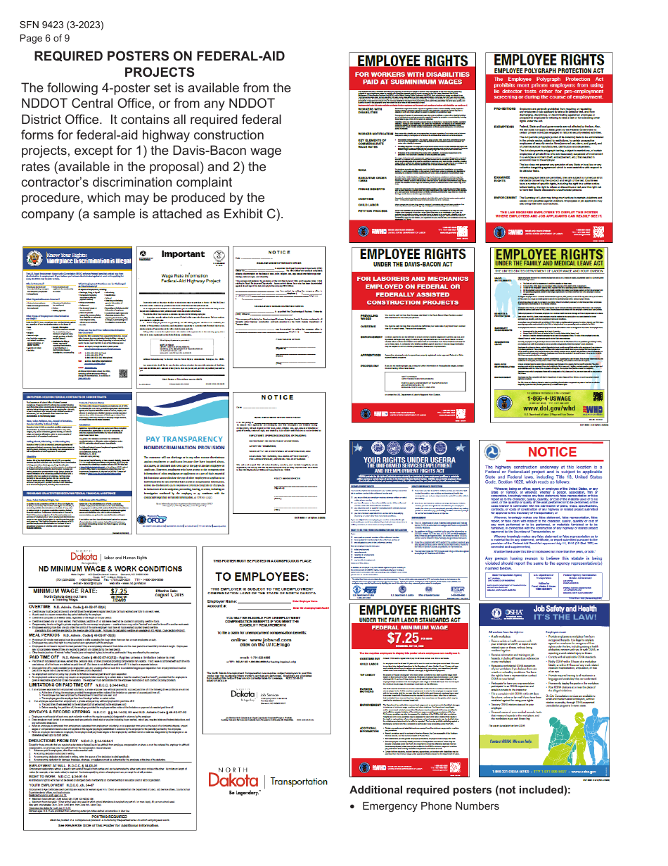 Form SFN9423 Pre-construction Conference - Equal Employment Opportunity (EEO), Title VI, Labor Standards, and Dbe Participation Information - North Dakota, Page 6