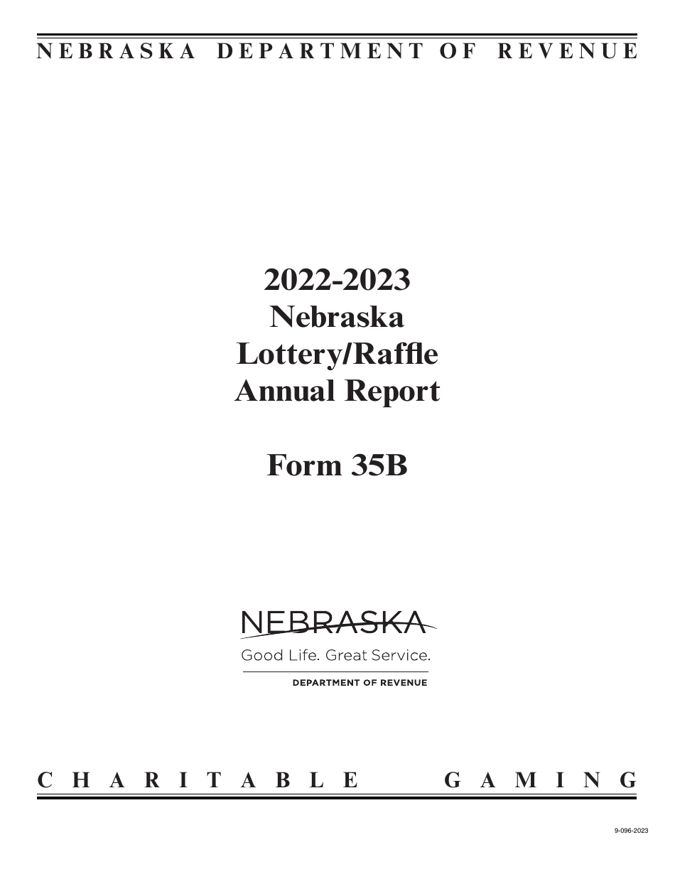 Form 35B Nebraska Lottery / Raffle Annual Report - Nebraska, Page 1