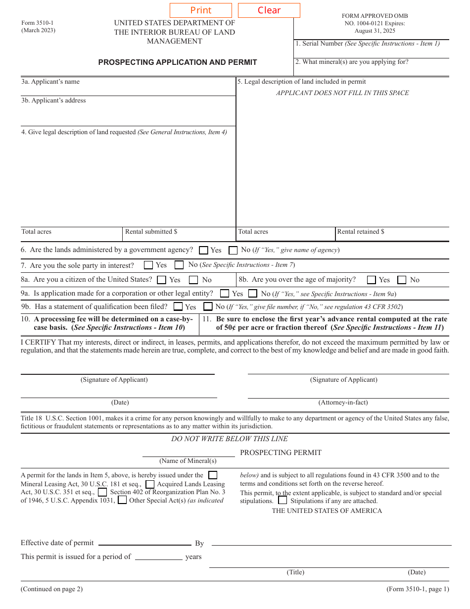 BLM Form 3510-1 - Fill Out, Sign Online and Download Fillable PDF ...