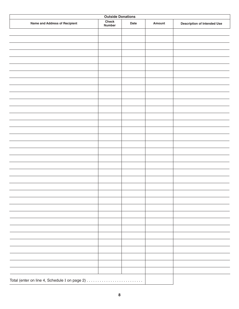 Form 35 Nebraska Class I Bingo Annual Report - Nebraska, Page 8